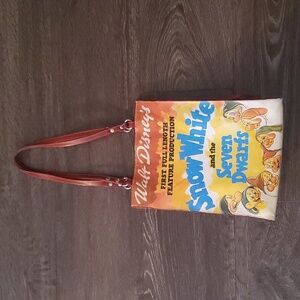 Vintage WALT DISNEY Faux Leather SNOW WHITE AND THE SEVEN DWARFS Snap TOTE/BAG